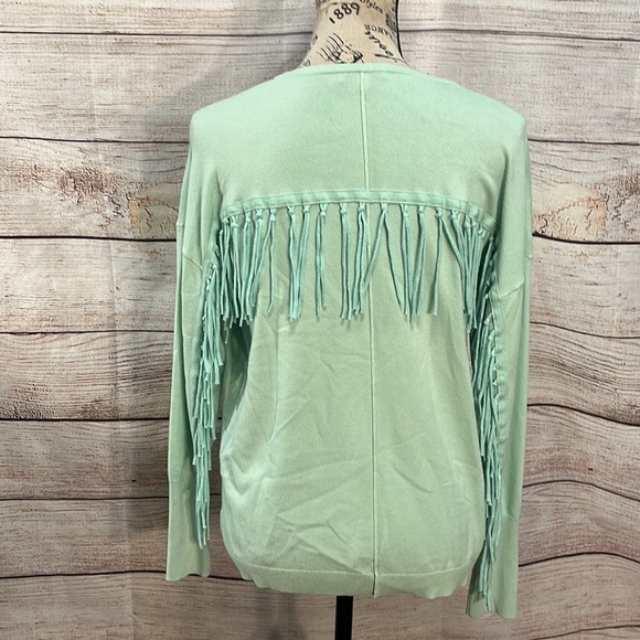 J Society Fringe Tech Top Mint Green Pullover Long Sleeves Size XS - Picture 2 of 9